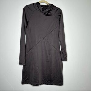 Betabrand Red Eye Charcoal Gray Long-Sleeve Travel Dress Size Small Hooded